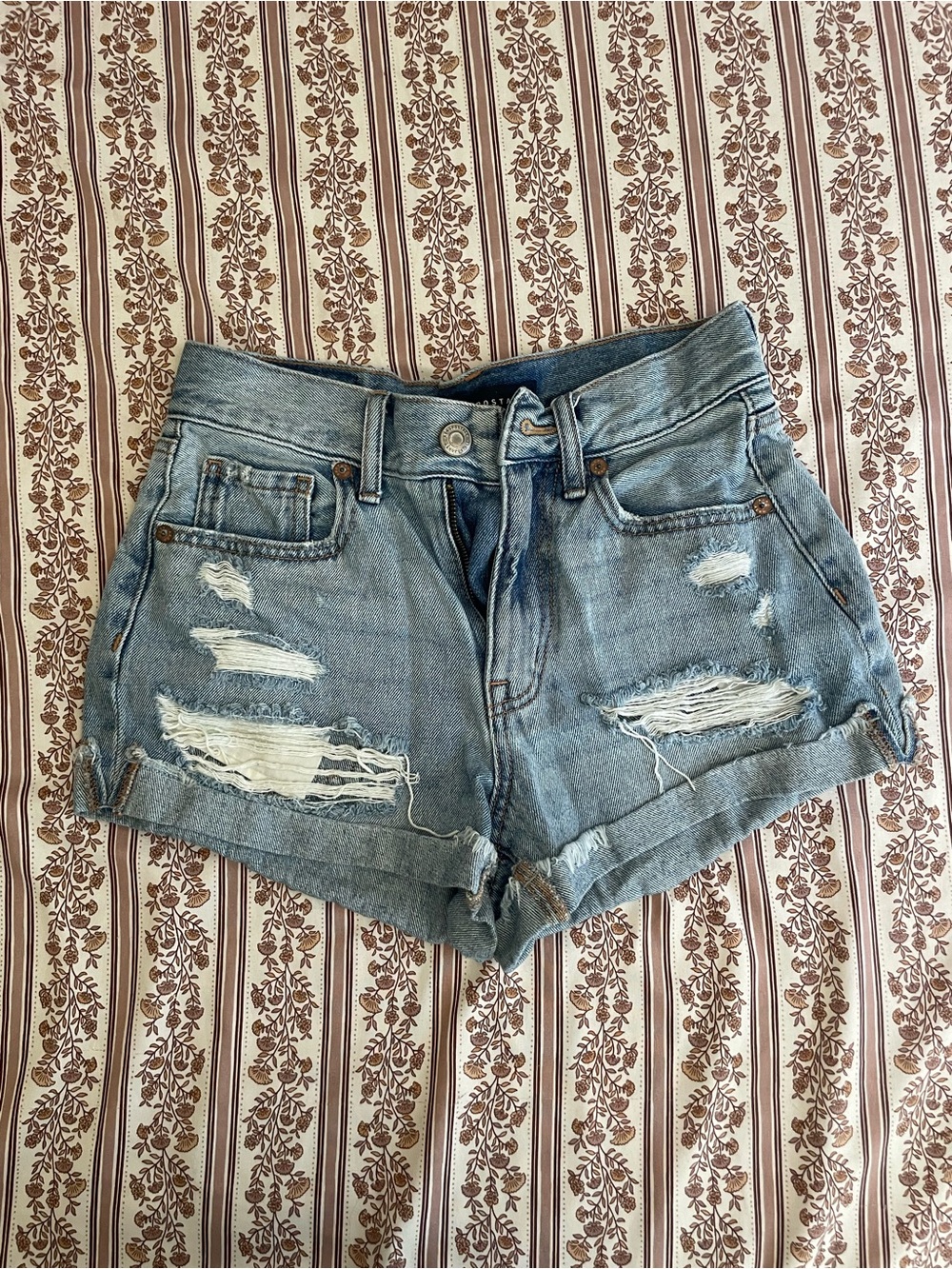 Aeropostale Distressed Light Blue Denim Jean Shorts